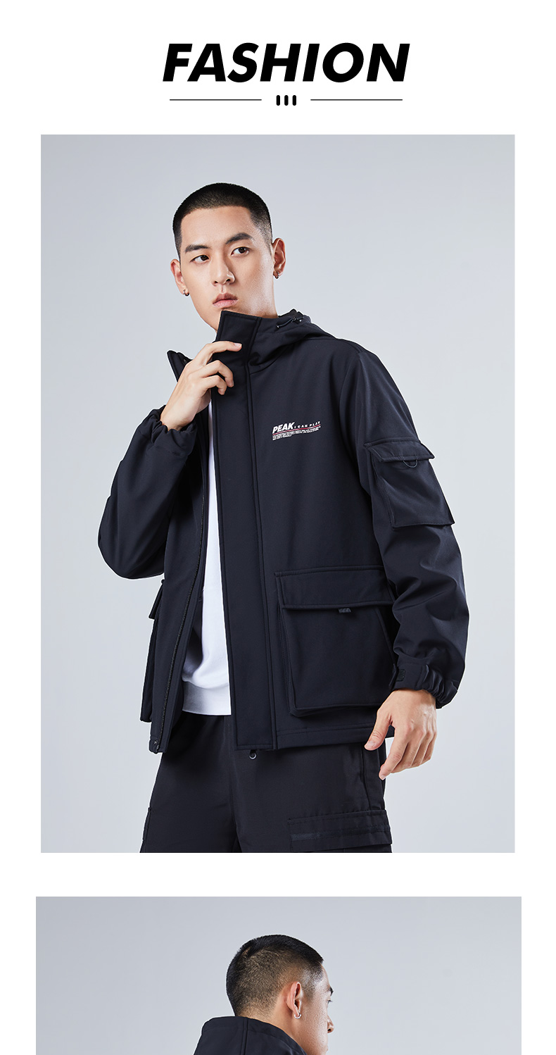 匹克风衣男士新款连帽梭织外套纯色运动服男装df214081黑色m170