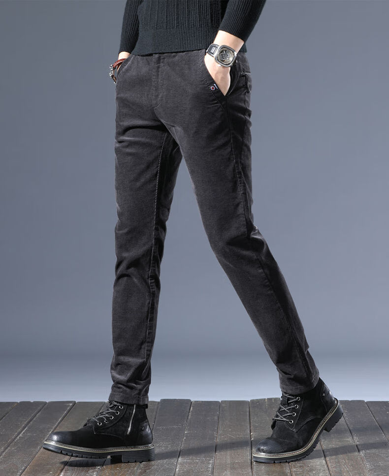 中老年高品质灯芯绒裤子加绒加厚休闲裤男秋冬款百搭男裤宽松直筒男士
