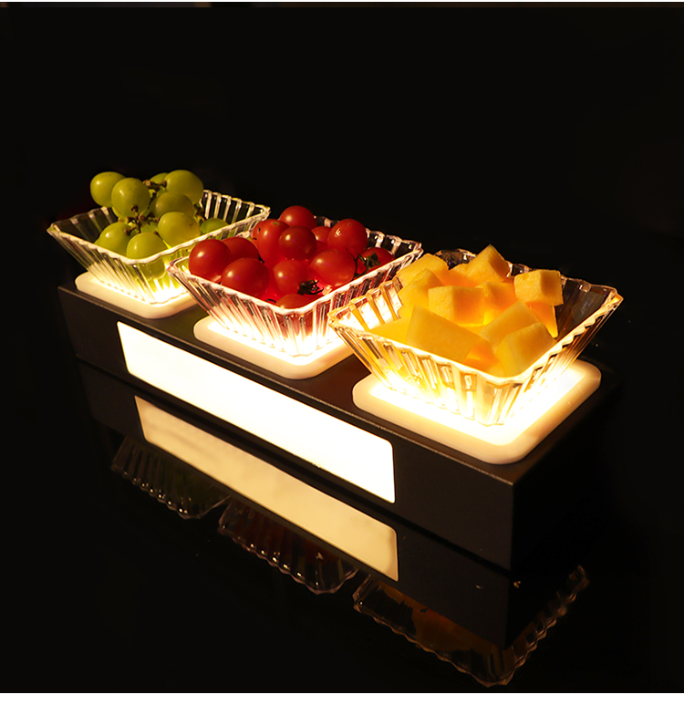 酒吧ktv果盘创意简约铁艺vip分格零食小吃收纳拼盘发光水果盘不锈钢4