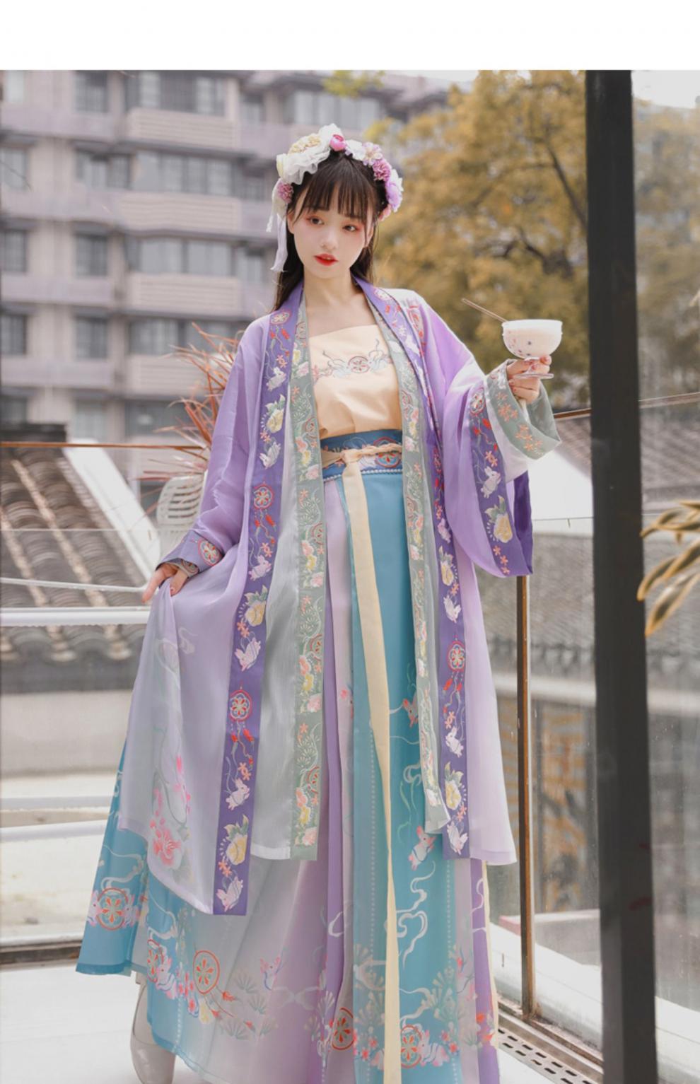 兔儿飞宋制汉服女成人中国风褙子齐腰马面裙仙气古装春夏全套紫色外