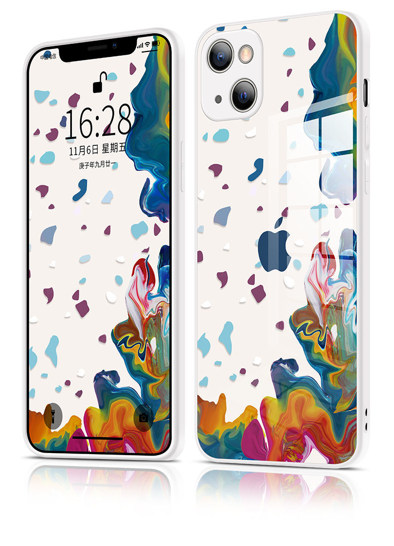 锋浦苹果13手机壳13pro水彩玻璃13mini防摔12promax镜头全包新保护套