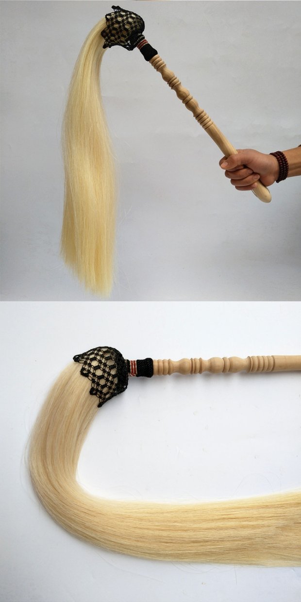 拂尘道教太极拂尘佛尘浮尘真马尾拂尘道教扶尘马尾甩子桃木枣木高档2