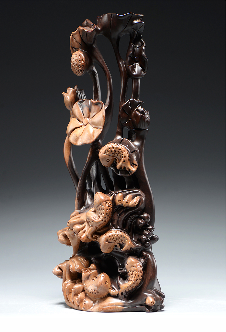 秋日年轮黑檀木雕刻实木红木摆件新店公司开业乔迁之喜礼品办公室老板