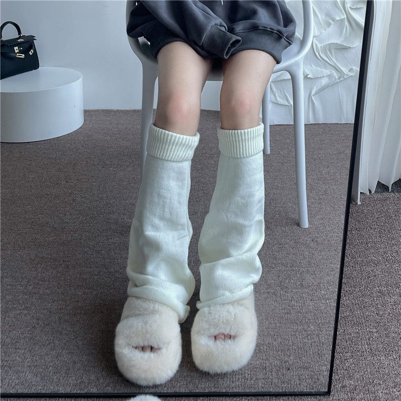 袜套辣妹jk白色保暖加厚冬季护腿针织涩谷y2k中筒日系堆堆袜腿套咖秋