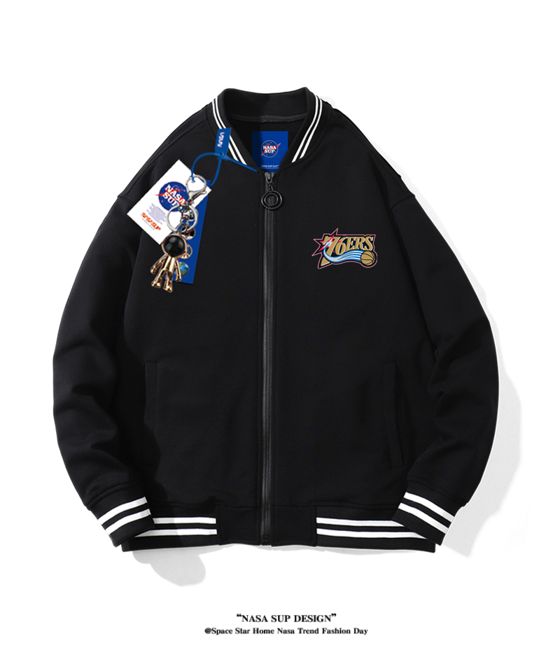 腾讯体育nba旗舰店同款76人队棒球服夹克潮西蒙斯25号队服外套男bqf62