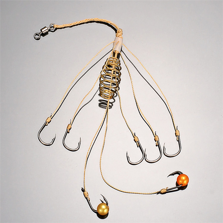 手工爆炸钩抛竿海竿鱼钩 防缠绕diy手绑钩小爆炸钩 4付装 【双尾型】