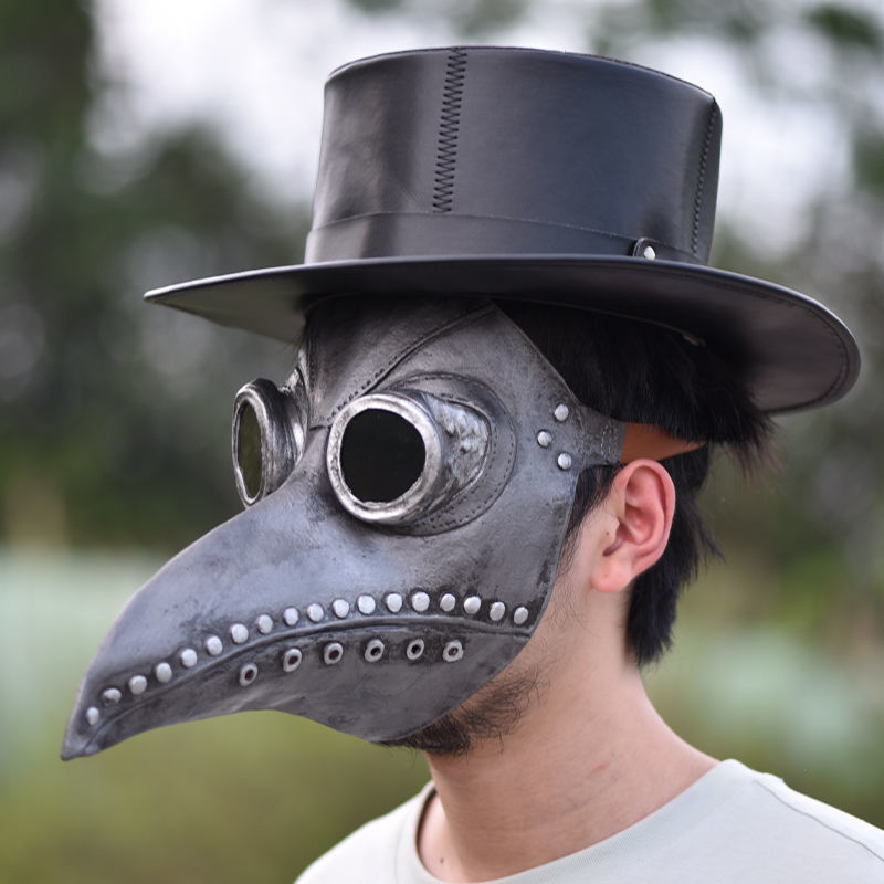 鸟嘴面具瘟疫乌鸦面具鸟嘴恐怖搞怪万圣节蒸汽朋克乳胶道具中世纪黑色