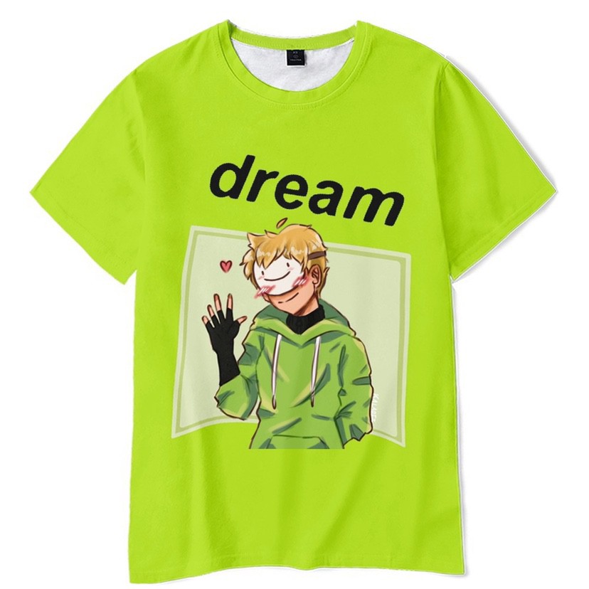 dream短袖3d印花我的世界大神笑脸男孩半袖复古风百搭夏季童装t恤1s