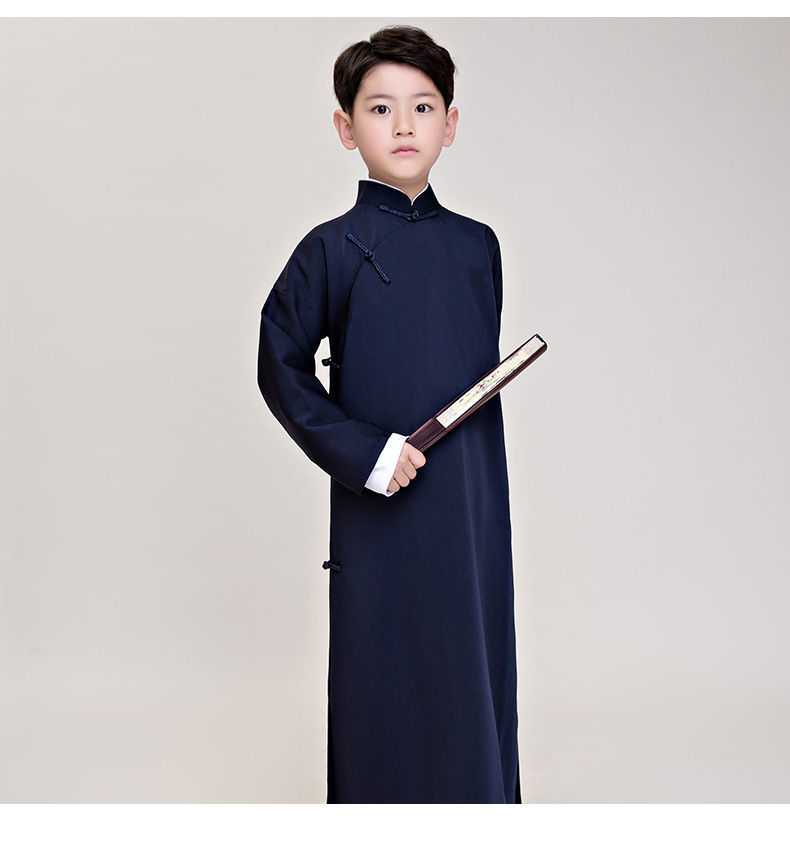 儿童相声演出服装马褂相声大褂五四民国长衫相声服中式长袍表演服l