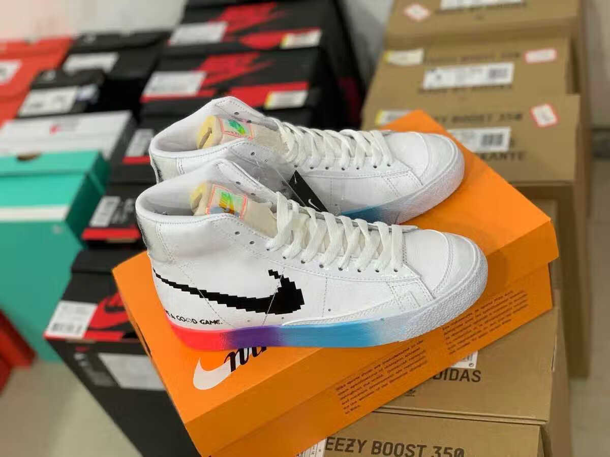 莆田纯原开拓者aj电玩像素正版夜光鞋秋冬季男女情侣高帮休闲板鞋电玩