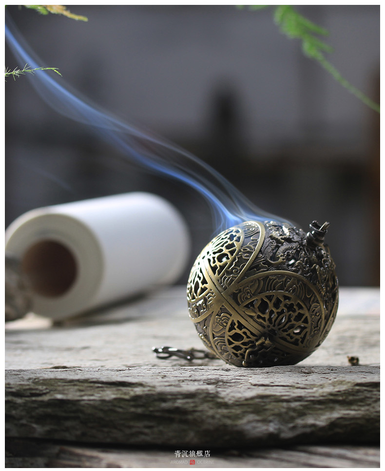 青沉赘婿葡萄花鸟纹银香囊球香薰球镂空香丸球熏香球悬挂倒流香炉摆件