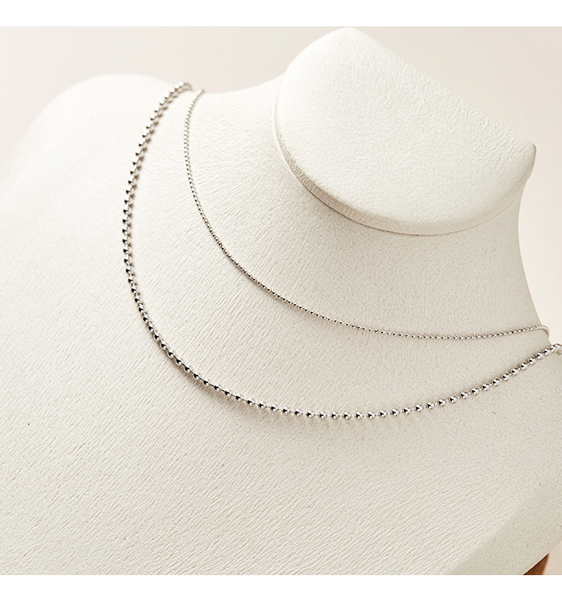 佰伊辰925银项链男女款银颈链女十字情侣项链时尚银链子20珍珠链20寸