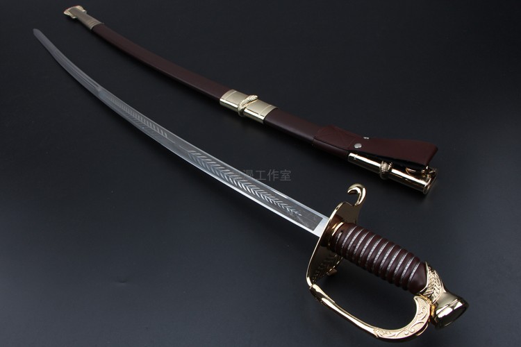 西洋剑升旗指挥剑剑骑士指挥官刀剑酒吧装饰道具动漫未开刃浅灰色60