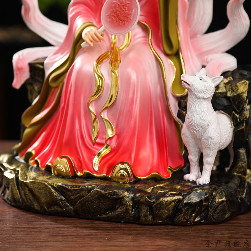 九尾狐仙像12吋男狐女狐九尾狐神像居家供奉树脂佛像