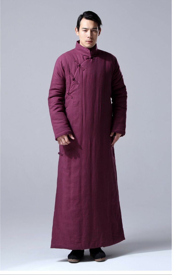恒源祥高端品牌男装中国风男装棉麻冬保暖唐装斜襟长袍