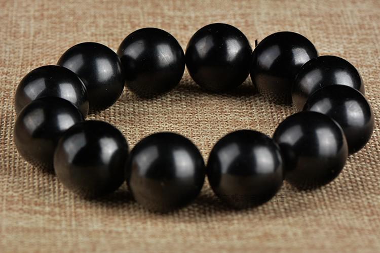 泽莱雅 抚顺煤精单珠 黑色散珠 黑琥珀多宝手串文玩配珠 项链 生日