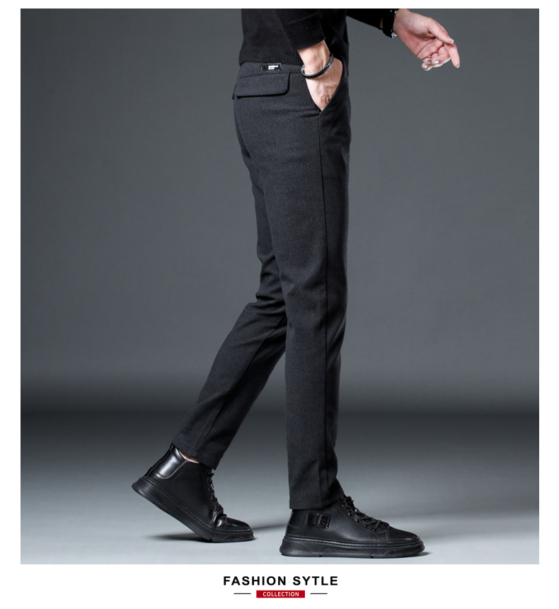 暗素 休闲裤男直筒韩版潮流裤子男商务休闲男裤百搭裤男士裤子 蓝色