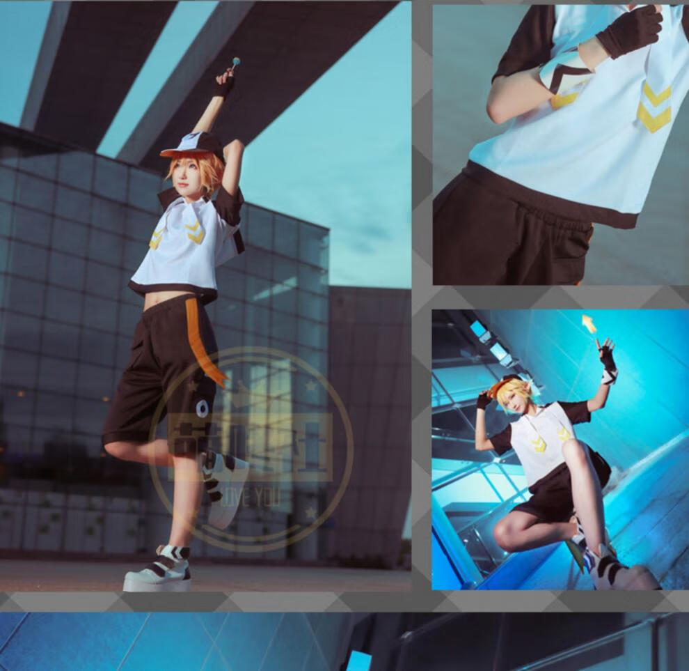 耐克/凹凸世界cos服 金cosplay凹凸世界短袖黑金cos全套服装帽子鞋子
