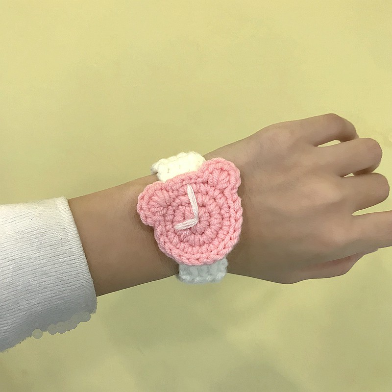 onevan成品手工编织手环小熊diy手表创意手编毛线手链情侣闺蜜自制