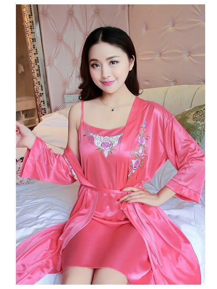 女士春夏蕾丝睡裙睡衣女夏薄款冰丝性感蕾丝春秋季短袖睡袍吊带睡裙