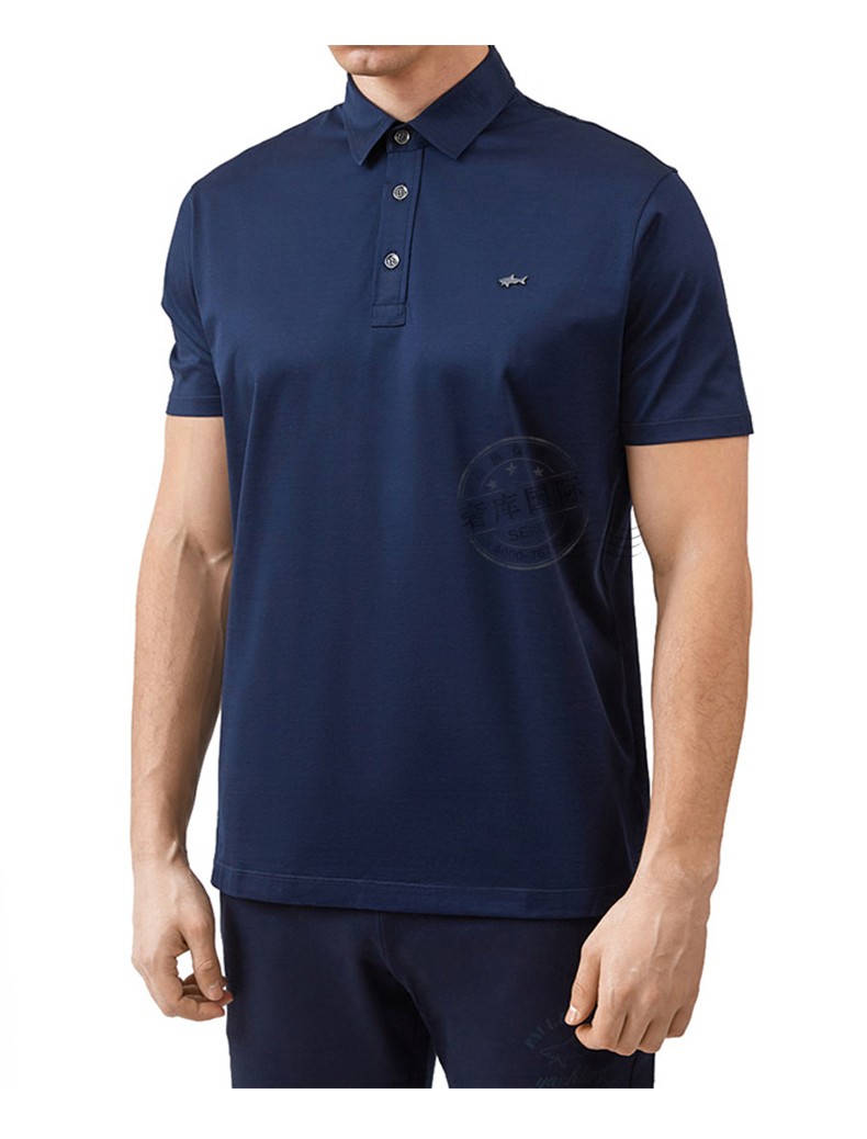 paulshark保罗鲨鱼t恤男士logo图案翻领短袖polo衫白色21411240010xl
