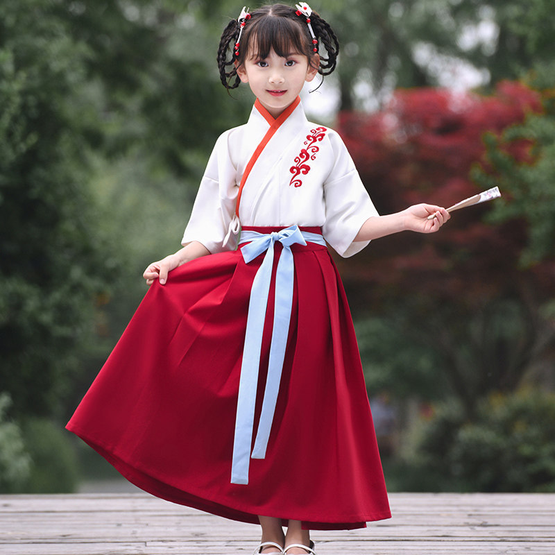 古装女儿童儿童古装汉服国学服男童书童三字经演出服小学生男女朗诵