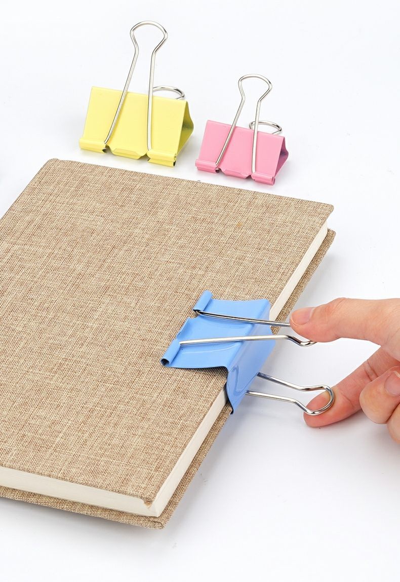 阙芊彩色长尾夹小夹子文件夹大小号试卷夹书夹燕尾夹铁票据夹办公文具