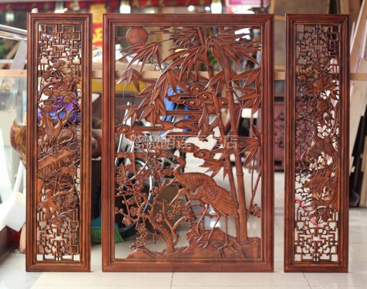 木雕挂画 中国风现代东阳木雕挂件樟木装饰画工艺品中式客厅卧室玄关