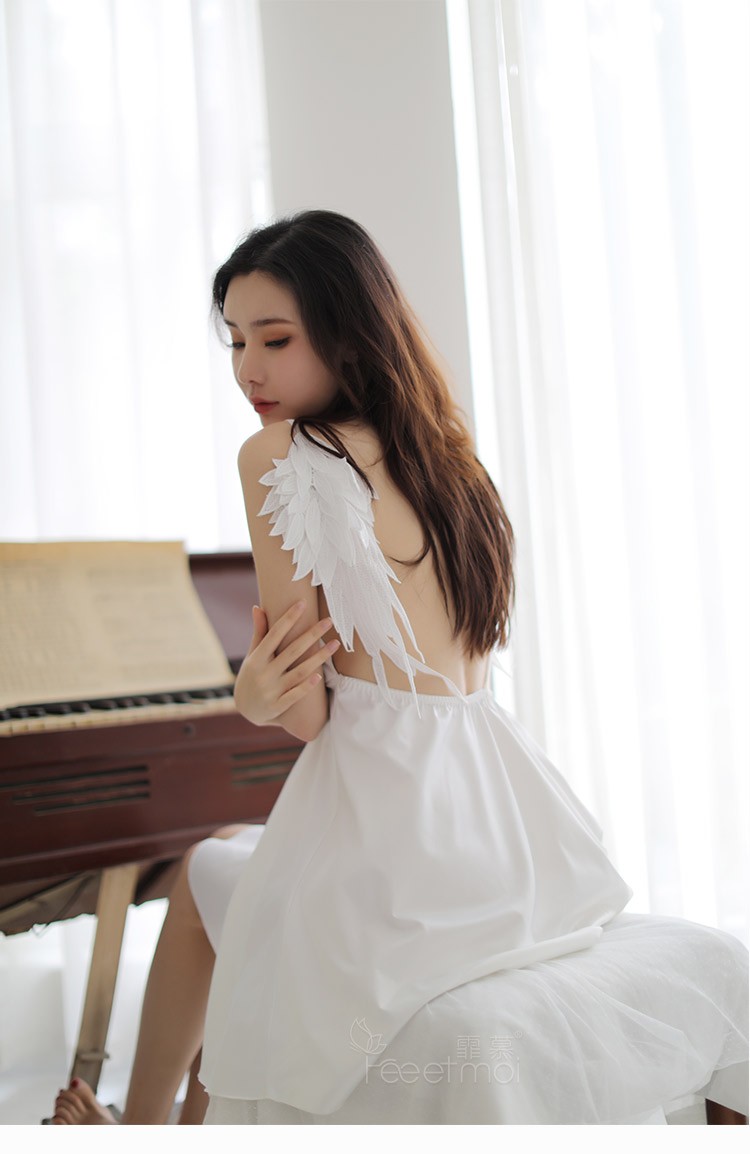 霏慕女式蕾丝透视吊带深v优雅性感睡衣睡裙开叉家居风诱惑激情套装