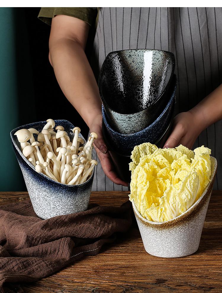 稻花里火锅店蔬菜桶蔬菜桶陶瓷烤肉火锅店日式仪式感餐具青菜网红斜口