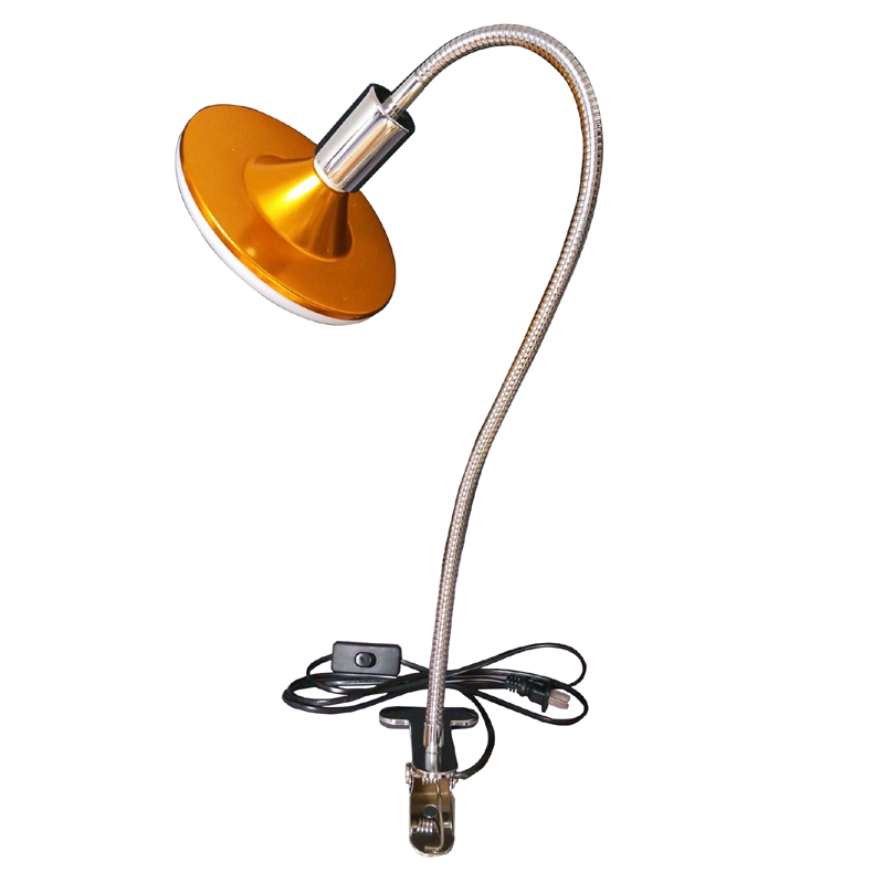 简易万向软管夹子式台灯灯座灯架e27陶瓷螺口工作直播化妆补光灯29cm