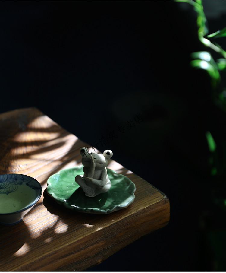 茶桌摆件茶宠变色茶台摆件原创三不佛系禅意茶道青蛙小摆件可爱创意