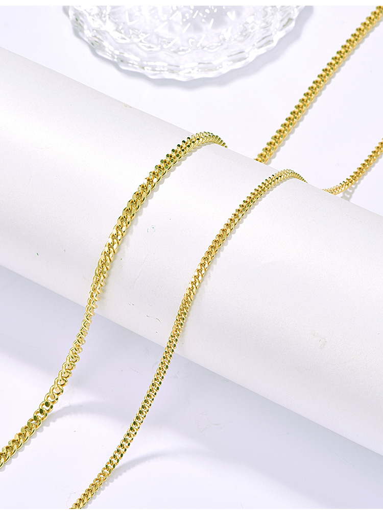 湘歌18k黄金古巴项链男士老板链au750黄金马鞭项链牛仔链加粗男款素金