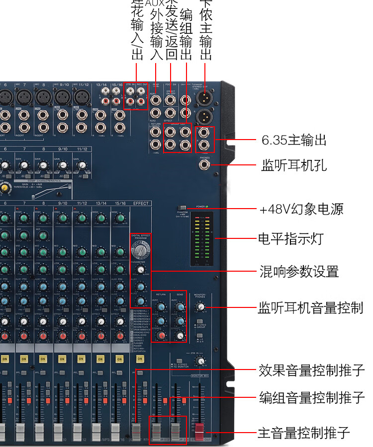 小米华为生态适用适用yamahamg166cx调音台8路12路16路带效果器舞台