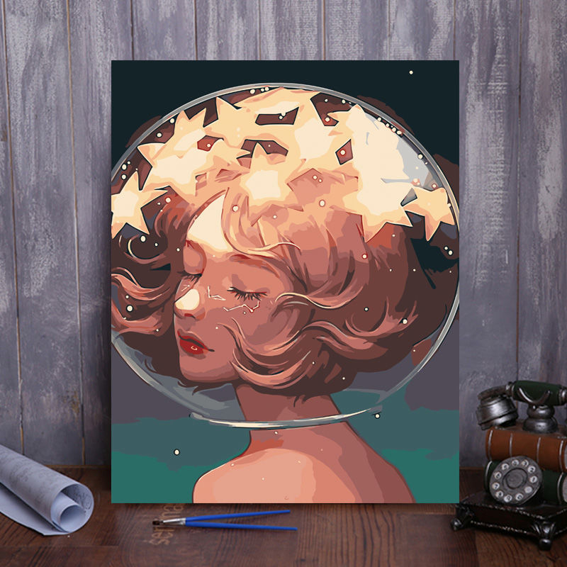 手工制作生日礼物填充涂色彩客厅装饰画创意礼物 a034-梦幻鲸鱼 60x75