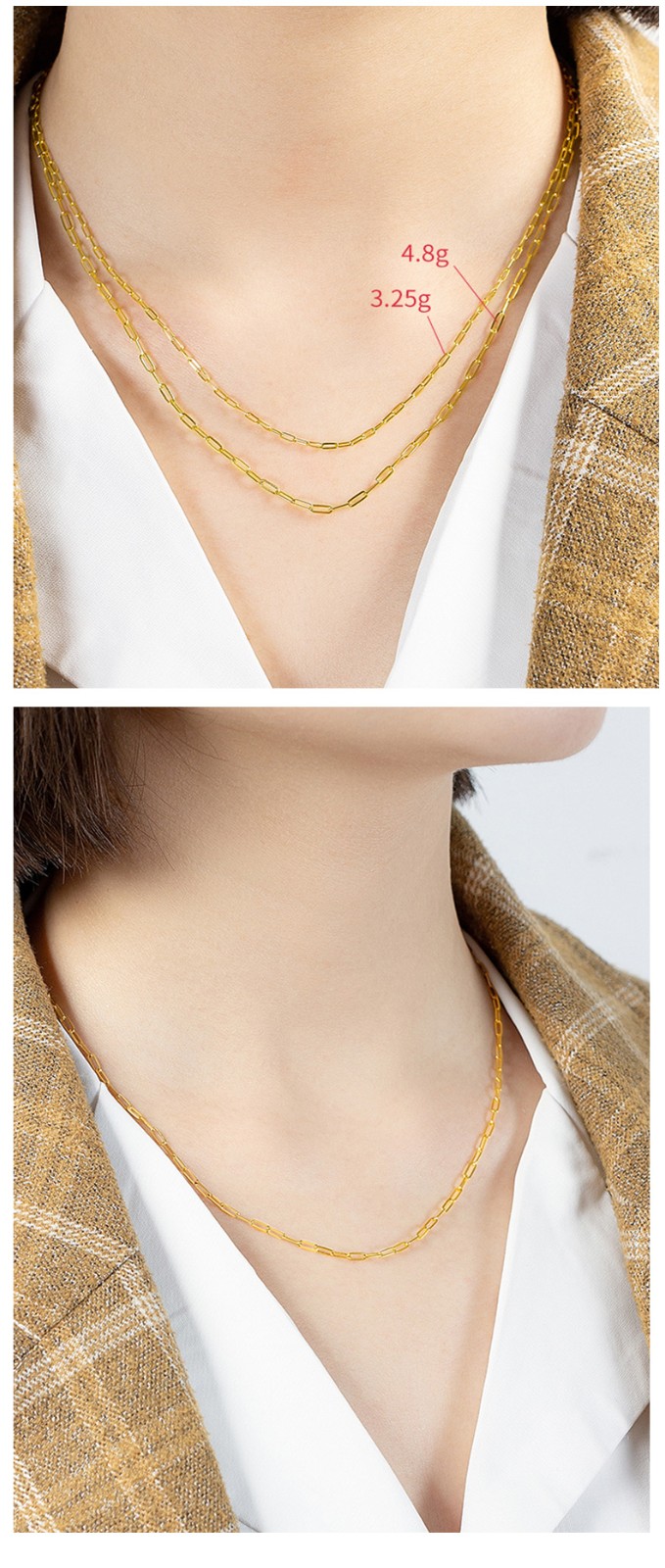 老凤凰黄金项链女款9999足金风锁骨链环环相扣卡家链时尚情人节礼物