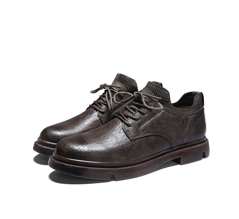 欧洲站原创aj空军一号休闲皮鞋男英伦韩版潮鞋增高厚底秋冬马丁鞋加绒