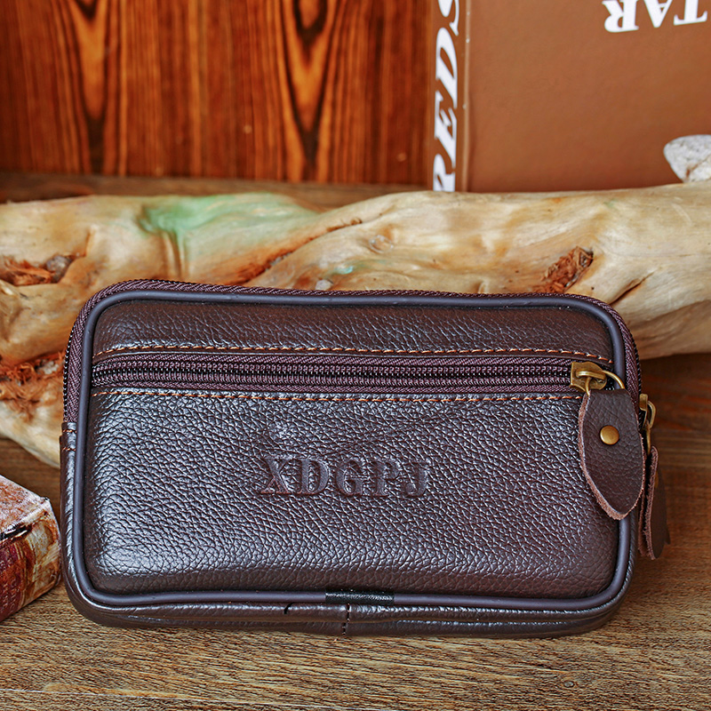 pamiqi品牌65英寸真皮手机腰包男穿皮带多功能横款挂腰套工地干活牛皮