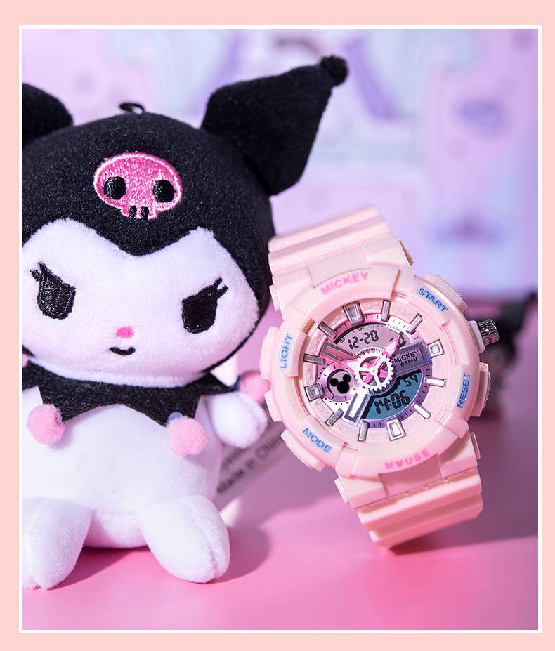 迪士尼(disney)联名手表学生初高中女防水独角兽渐变幻彩运动少女生