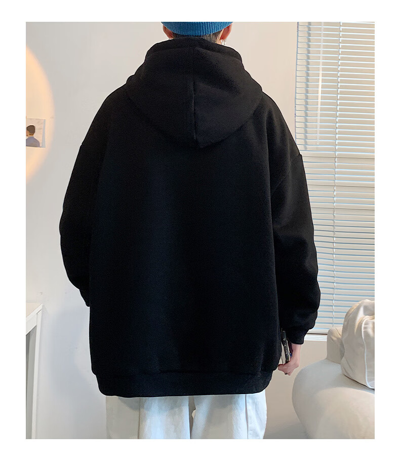 新款青少年连帽卫衣百搭宽松潮流上衣9046096雾霾蓝m