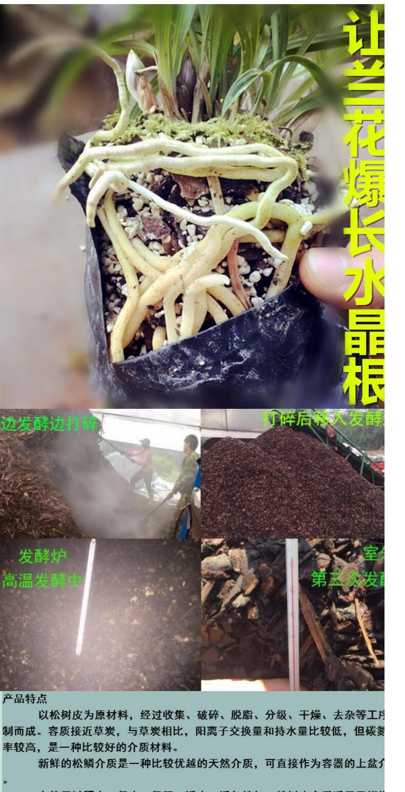 发酵松鳞腐熟松树皮兰花专用植料蝴蝶兰君子兰营养土铁皮石斛基质发酵