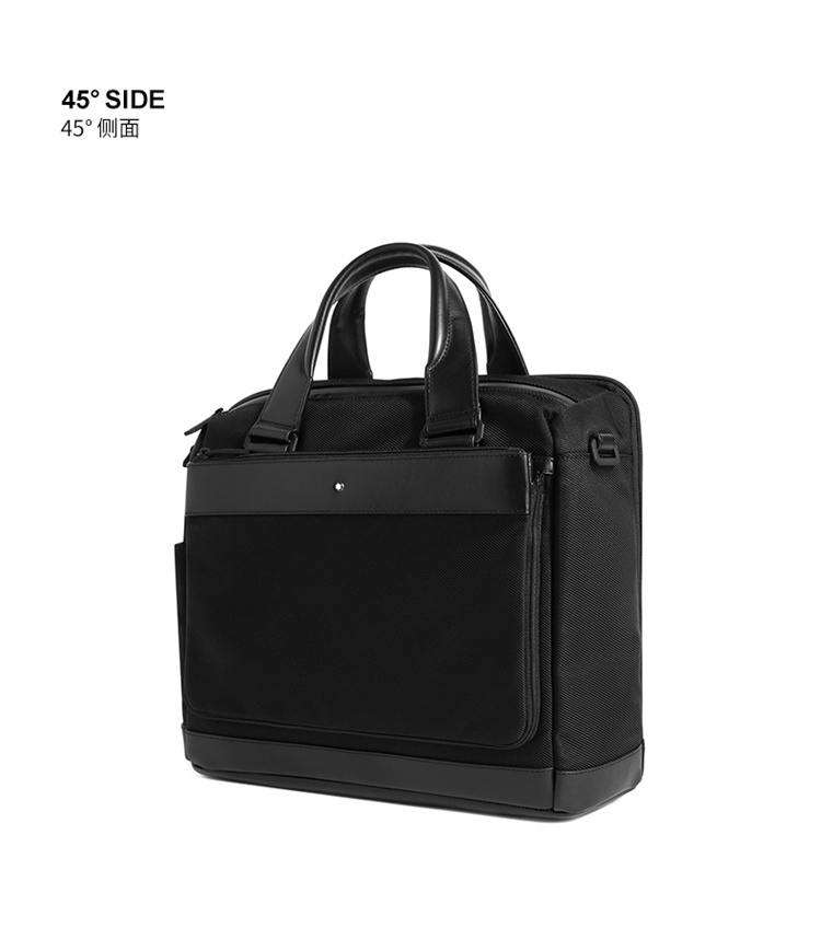 万宝龙 montblanc 男士黑色nightflight尼龙配皮中号公文包 118248