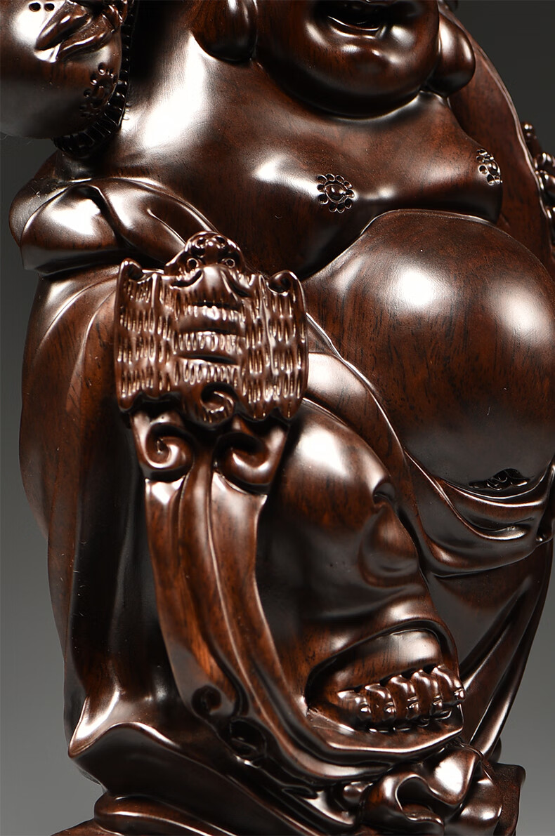 台兰仕木雕弥勒佛像摆件大号实木质雕刻笑佛家居客厅玄关红木工艺品