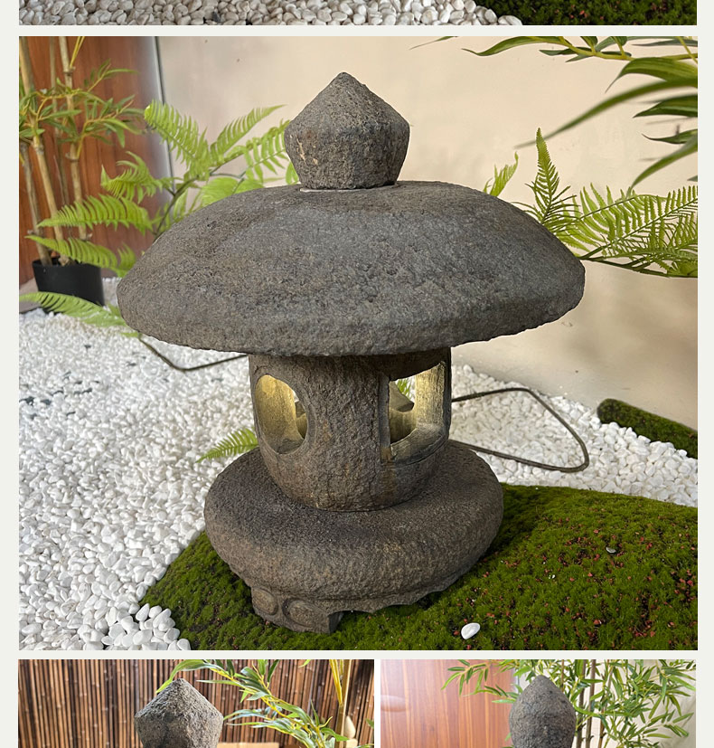 日式庭院景观石灯青石仿古户外石灯笼电石灯园林景观装饰石头灯新中式