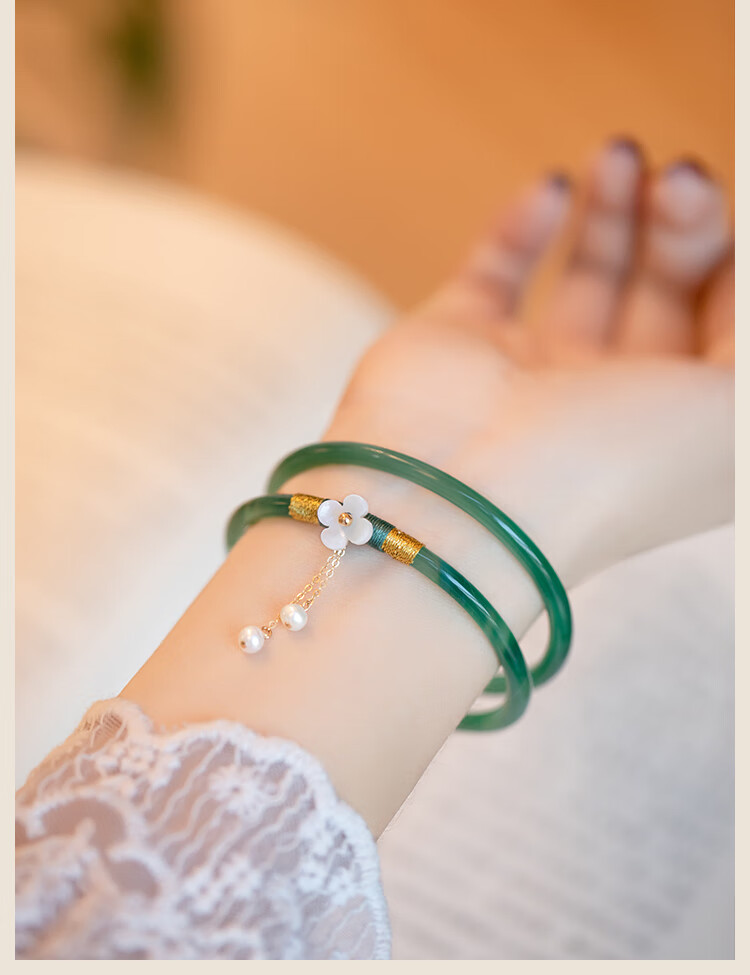 檀福匠叮当镯女手镯秋冬小众国风细条古风原创一对玉镯镯子行云一对