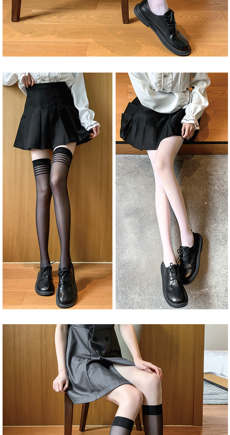 xuemuyin轻奢白色小腿袜女丝袜夏季薄款潮ins中筒袜微压显瘦日系jk