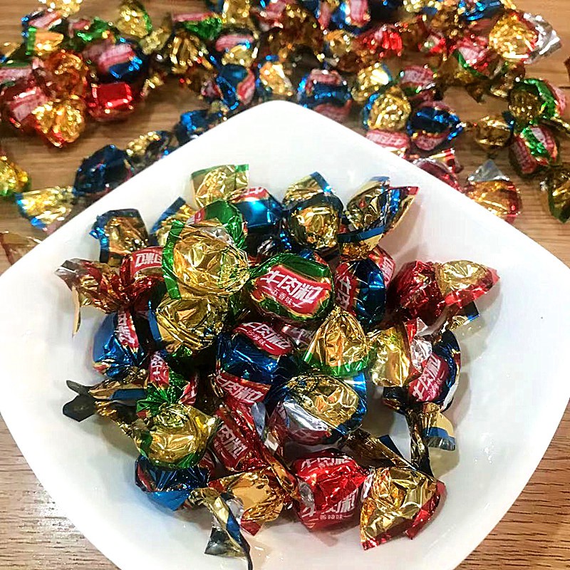 牛肉粒糖果纸独立小包装500g约200颗3个口味混合ktv酒吧零食香辣味2斤