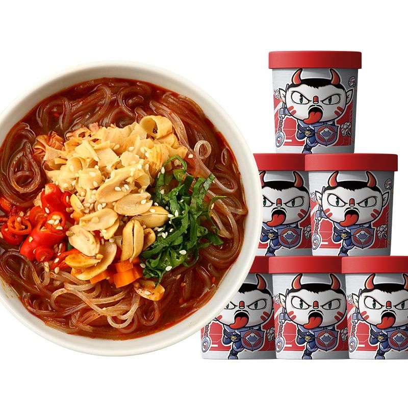 食族人酸辣粉桶装食人族爆肚粉肥肠花甲重庆红薯粉丝6桶香辣酸辣粉4桶