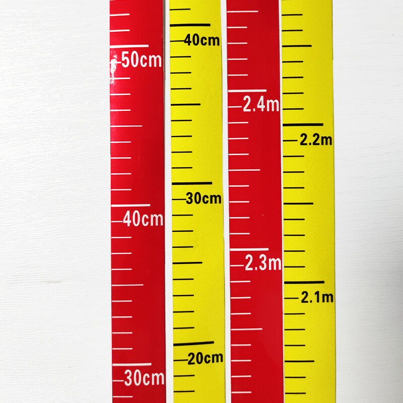 消防水池液位刻度贴纸水箱水位标识牌罐体测量尺卷尺不干胶防水贴 黄