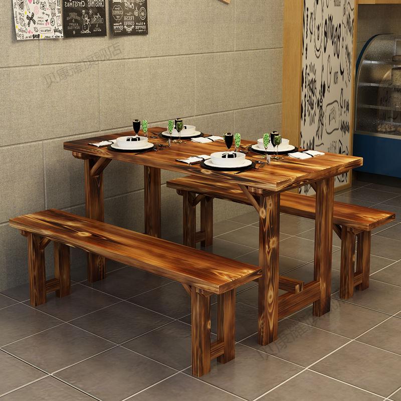 斐棠实木饭店快餐桌子面馆小吃店烧烤餐厅餐桌仿古火锅店碳化桌椅组合